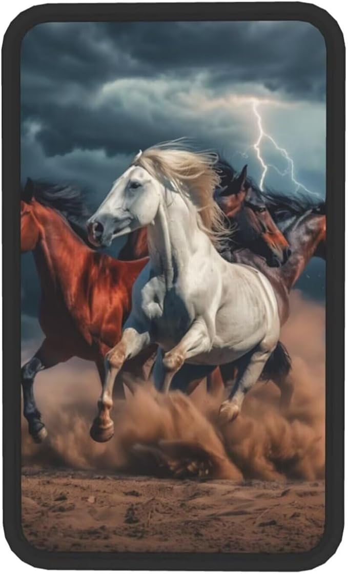 Horse Print Auto Center Console Cover Pad Art Running Horses Armrest Covers Anti-Scratch Arm Rest Box Cushion Protector Fit for Most Cars Sedans Vans Truck Vehicles SUV
