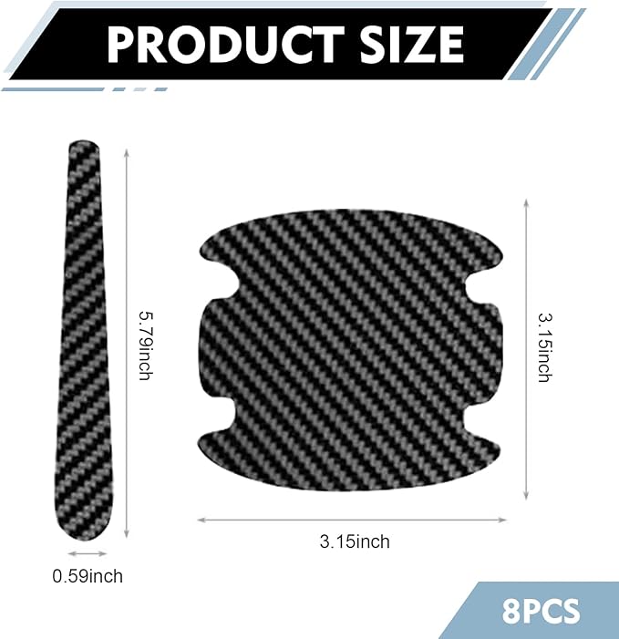 8 PCS Car Door Handle Protector Stickers, Anti-Scratch Door Bowl Paint Guard Stickers, Self-Adhesive Car Doors Paint Protective Film, Universal for Most Cars (Carbon Fiber)