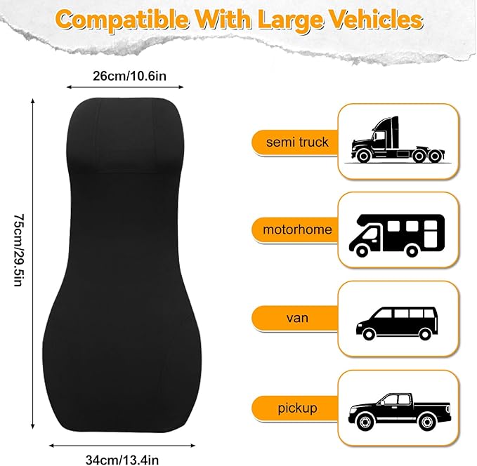 Lumbar Support Pillow for Car with Headrest, Memory Foam Integrated Lumbar Support Cushion for Neck and Back, Fits for Semi Truck Motorhome Van Pickup, Black