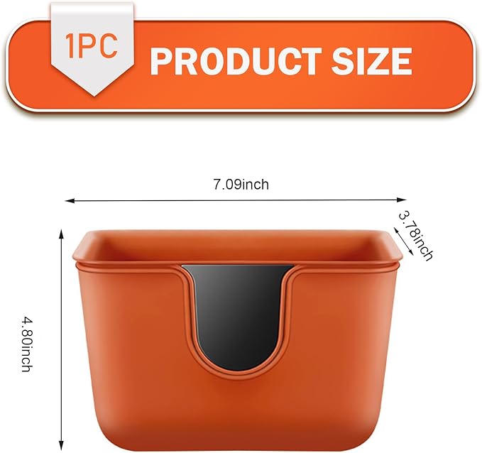 Car Trash Can, Multifunctional Double-Layer Seat Back Hanging Mini Trash Bin, Leak-Proof Waterproof Small Garbage Can for Cars, Universal Car Organizers and Storage Accessories (Orange)