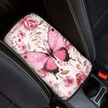 Coldinair Pink Floral Universal Car Center Console Pad Soft Armrest Protector Cover Fit for Most Vehicle,SUV,Truck,Car Interior Accessories Decor,Butterfly