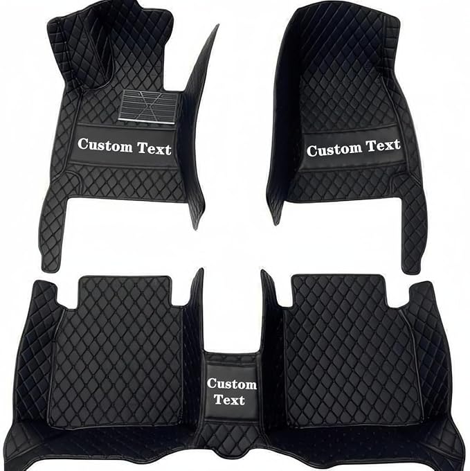 Custom Luxury Car Floor Mats Suitable for All Sedans, Sports Cars,SUV, Business Vehicles, Trucks, Waterproof and Anti Slip Fully Covered Leather Floor Mats (Black)