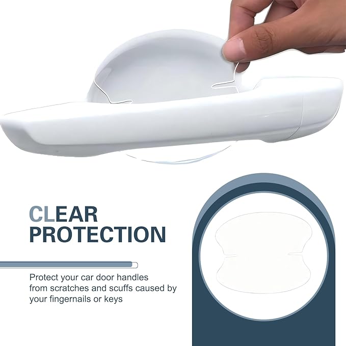 8PCS Car Door Handle Scratch Protector, Impact-Resistant & Anti-Aging TPU Door Handle Film, Self-Adhesive Waterproof Body Protective Film, Universal for Most Vehicles (Transparent)