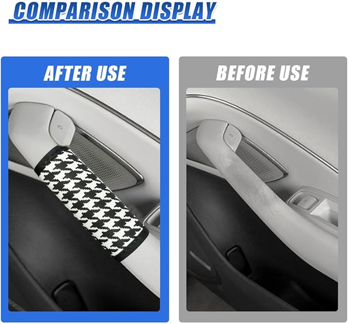 Car Inside Door Handle Protector, Soft Car Inner Front Rear Door Pull Handle Cover, Universal Anti-Scratch Vehicle Interior Grip Gloves Decoration Accessories for Women Men (Grid-4PCS)