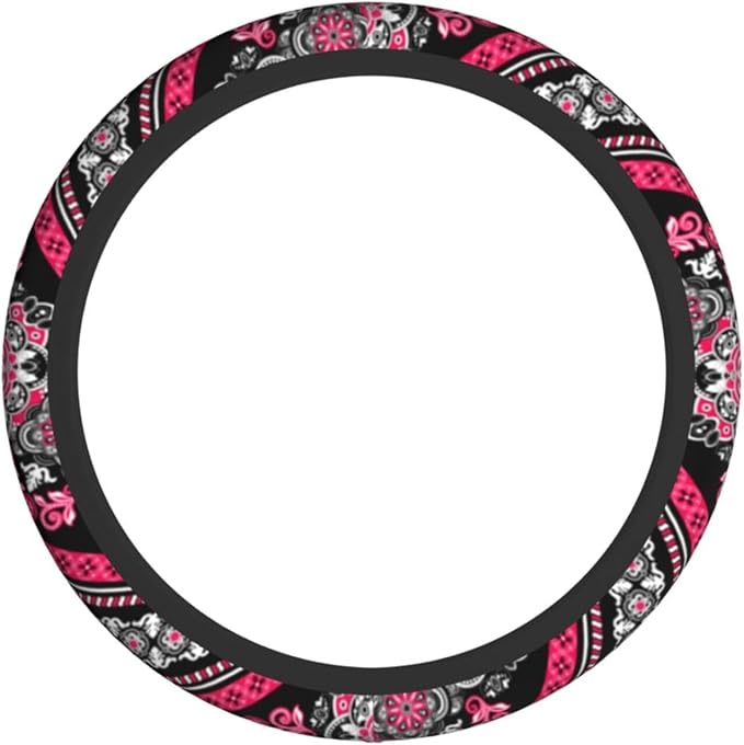Boho Car Steering Wheel Cover Auto Accessories Universal 15 Inch Non-Slip Neoprene for Women Cute Automotive SUV Van Truck Wheel Protector