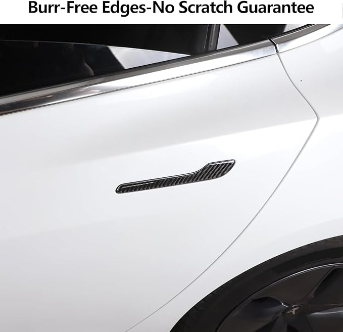 4PCS Tesla Model 3/Y Door Handle Cover Set (2017-2025) Highland & Juniper Compatible, Car Door Handle Sills Protection Wrap Exterior Accessories, Carbon Fiber 3D Sticker