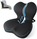 XZdream Memory Foam Seat Cushion,Office Chair Cushion with Lumbar Support for Back Pressure Relief,Sciatica,Car Seat Cushion with Adjustable Strap,Hip Pad Cushions for Car,Truck,Desk (D-Black)