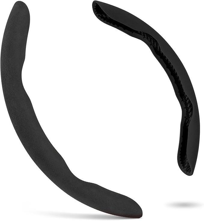 PAUUOOA 2 Piece Alcantara Steering Wheel Cover - Split Sport Design for D & O Shape Wheels, Soft Touch · Anti-Slip Grip · All Season Comfort · Durable Luxury Material for Performance Cars