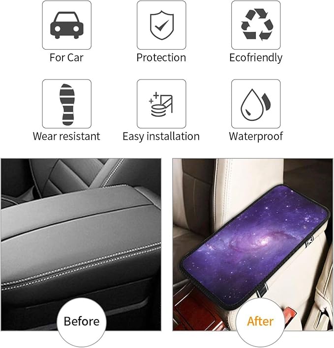 Galaxy Auto Center Console Armrest Cover Pad, Universal Fit Waterproof Comfort Car Armrest Cushion for Most Vehicle SUV Truck
