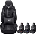 Pengchen Luxury 2 Seats Car Seat Covers Protectors for Audi A7 2013-2025, Back Storage Bag Design & Headrest Pillow & Lumbar Support Black & Black Line