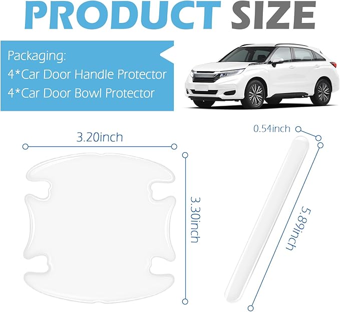 8PCS Car Door Handle Protector Clear,Anti-Scratch Car Door Handle Scratch Protector Stylish Cars Decorations,Self-Adhesive Universal Cars Handles Protectors for Most Vehicles