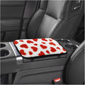 Furry Cow Print Armrest Cover for Car, Soft Plush Center Console Cushion Pad, Car Arm Rest Box Protector for Women Men, Universal Auto Decorative Accessories for Cars Trucks SUVs(Red)