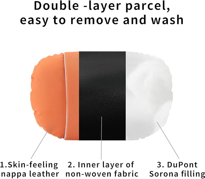 Car Headrest & Lumbar Support Set,Premium Skin-Feeling Napa Leather Soft and Comfortable Headrest,Car Seat Headrest Pillow Waist Support Car Interior Accessories for Driving Home Office