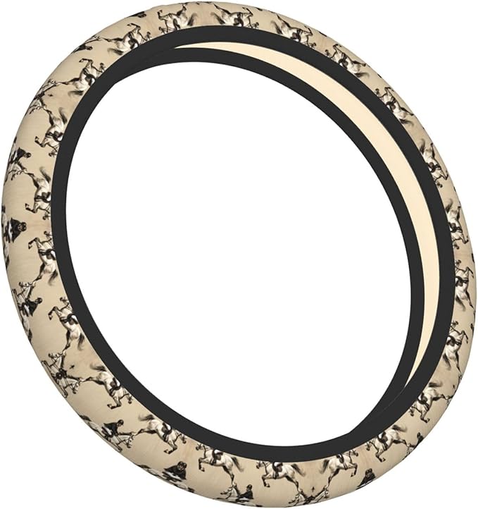 Neoprene Steering Wheel Cover Brown Equestrian Horse Jumping Car Steering Wheel Cover Universal Fit for Most Cars