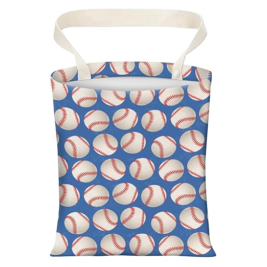 AXZOPDE Cute Car Trash Can, Hanging Canvas Car Back Seat Organizer and Storage Bag, Funny Car Trash Bag For Travelling, Outdoor Cute Blue Baseball