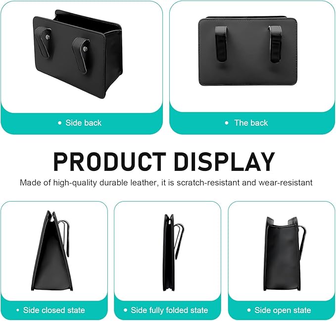 Car Trash Can, Multi-function Foldable Hanging Storage Bag with Back Clip, Open-top Waterproof Garbage Bag Container, Back Seat Organization Accessory for Car SUV Truck (Black)