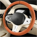 HZEL Car Steering Wheel Cover, Non-Slip Suede Leather Breathable Vehicle Steering Wheel Protector with Inner Ring, Automotive Interior Protective Accessories, Universal Fit (Orange)