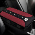 Bling Crown Car Center Console Mats, Anti-Slip and Waterproof Crystal Car Armrest Pad Protector, Universal Rustproof Armrest Decor Cushion for Cars & SUVs, Car Accessories (Wine Red)