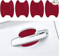 Car Door Handle Cup Scratch Protector, 4PCS 3D Carbon Fiber Vehicle Handle Bowl Sticker, Automotive Exterior Door Cup Protection Decal, Universal for SUV Caravan Automobile (Wine Red)