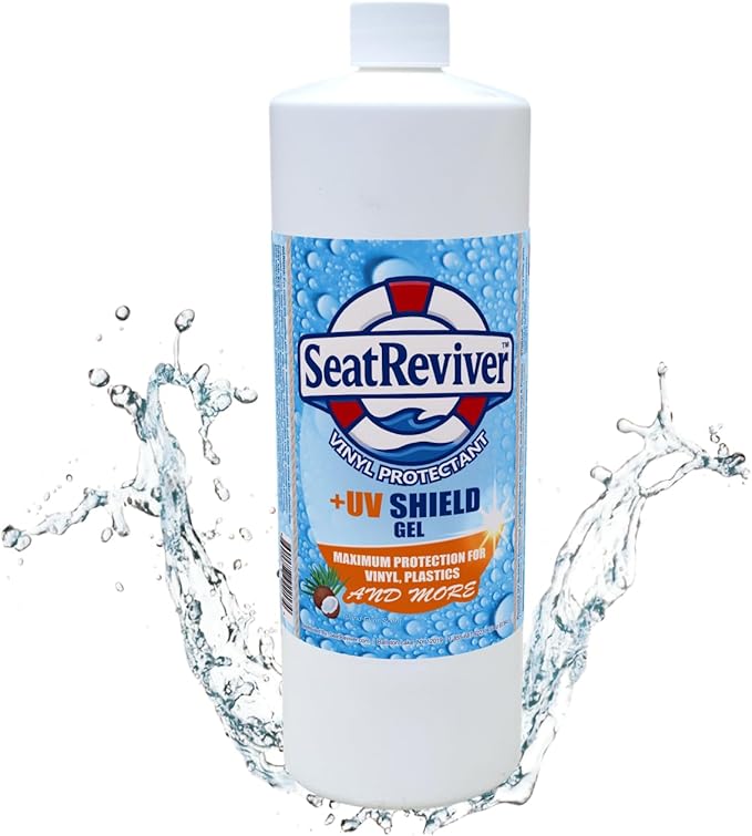 Marine Vinyl Protectant + UV Shield & Residual Bleach Neutralizer, Coconut Scent, for Boat Seats, Vinyl & Plastics | Non-Greasy, Matte Finish, Light Gel | 32oz