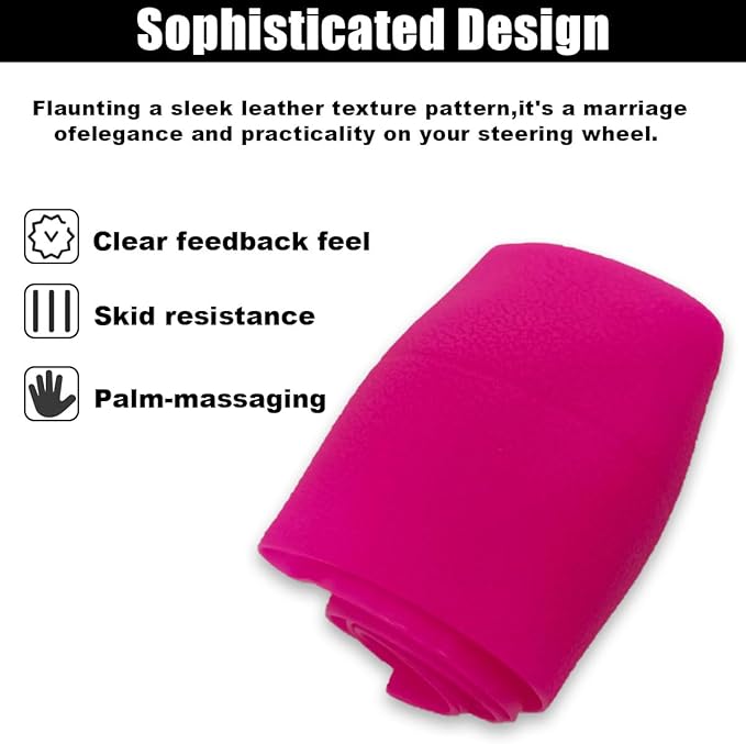 Car Steering Wheel Cover, Soft Odorless Silicone Steering Wheel Protector, Anti-Slip Auto Steering Wheel Cover Universal Fit 14 Inch, Vehicle Interior Accessories for Cars SUVs Trucks (Pink)