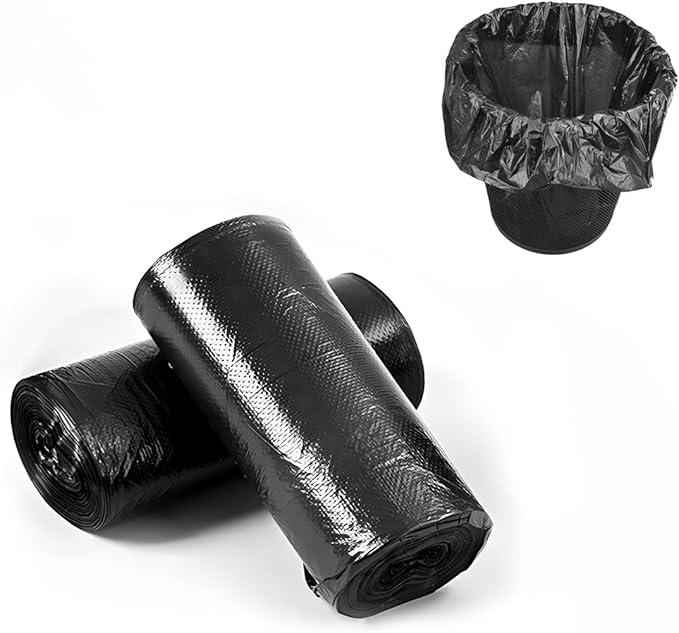 Foldable Waterproof Leather Car Garbage Organizer Holder, Automotive Mini Dustbin Container with One Roll Trash Bag, Universal Interior Car Accessories (Trash Bag)