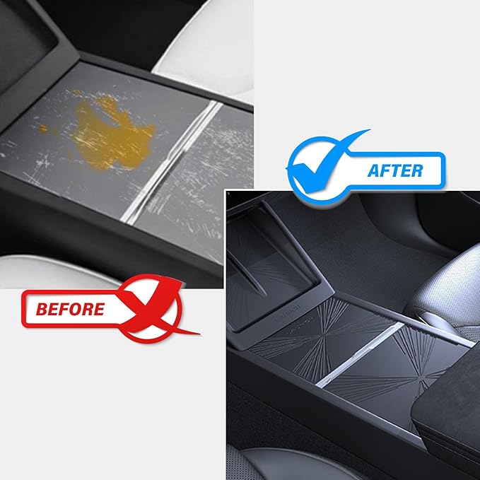 3PCS Center Console Cover Silicone Anti Slip Pad Compatible with Tesla Model Y Juniper & Model 3 Highland Accessories 2025 2026 - Pet and Family Friendly Protector Mats (White)