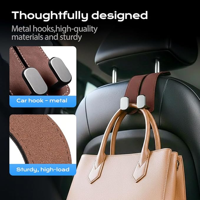 2026 Car Headrest Storage Hooks - Universal Backseat Hanger Organizer for Handbags & Grocery Bags (4, Black)