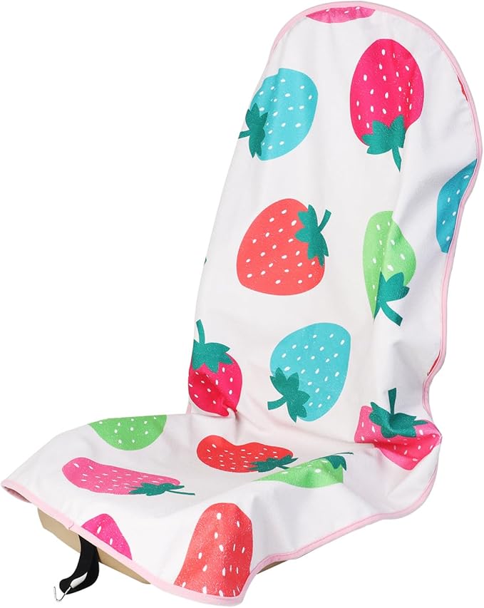 nbnhxnff Sweat Towel Car Seat Cover Protector Front Seats for Gym Workout, Running, Swimming, Beach and Hiking, Waterproof Universal Seat Cover for Car, Trucks, Van & SUV (Strawberry, 1pcs Front Seat)