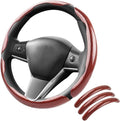 Carbon Fiber Steering Wheel Cover 3PCS, Non-Slip Grip for Universal Cars,Fit for 14–16 Inch Wheels, Interior Accessories for Cars Trucks (red)