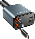 Retractable Car Charger【Fast Charger】 USB C Car Charger 【180°Rotation】 Cigarette Lighter Adapter, 4 in 1Car Charger for iPhone 16 Pro Max 15 14 13 12, for Galaxy S25 S24 S23,Pixel