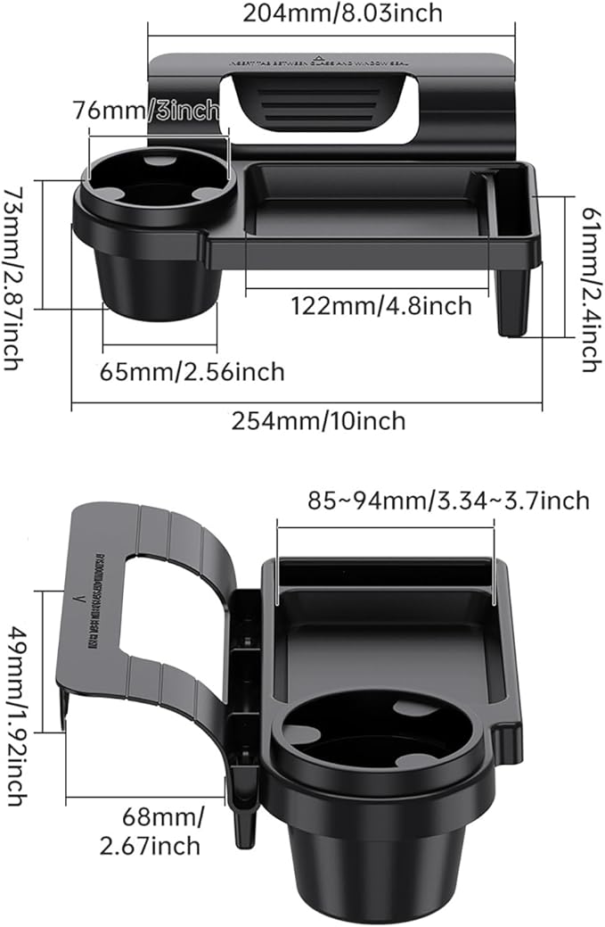 GDQ Car Window Organizer- Multi-Function Clip-On Cup Holder & Phone Mount | No Drill Universal Fit for SUV/Truck/Sedan | Insert Installation (1 Pack)
