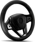 HOTOR Car Steering Wheel Cover - Universal Car Accessory for Diverse Cars, Leather Cover with Anti-Slip Lining, for Steering Wheel with a Diameter of 15.5"-16", Gray