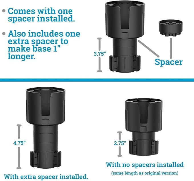 Swigzy Car Cup Holder Expander (Long Base) - Adjustable Expandable Insert Extender, Automotive Adapter Holds Hydro-Flask, Yeti, Nalgene, Large (32 40 oz) Water Bottles, Big Drinks - Universal