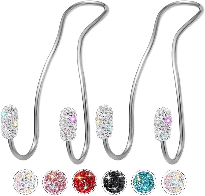 MTGOCHA Car Headrest Hooks Car Purse Hook(2 Pack),Bling Car Bag Hooks, Car Hook for Purses and Bags Cute Metal Car Purse Holder Hook, Bling Car Accessories for Women, Silver