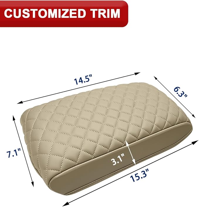 KBH Center Console Armrest Cover for Hyundai Sonata 2015 2016 2017 2018 2019, Middle Console Lid Protector Covering, PU Leather Interior Accessories, Beige