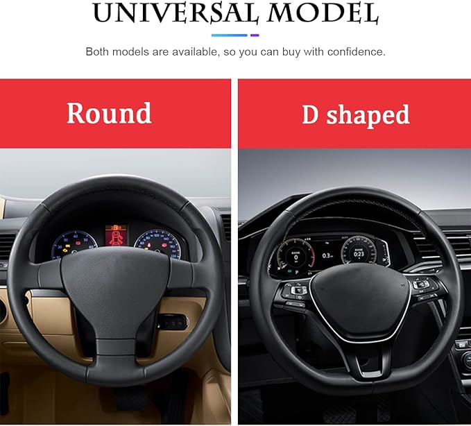 Car Steering Wheel Cover, Universal Microfiber PU Leather Elastic 15 inch Stitching Color Anti-Slip Steering Wheel Protector, Car Interior Accessories Steering Wheel Cover for Men Women (Purple)
