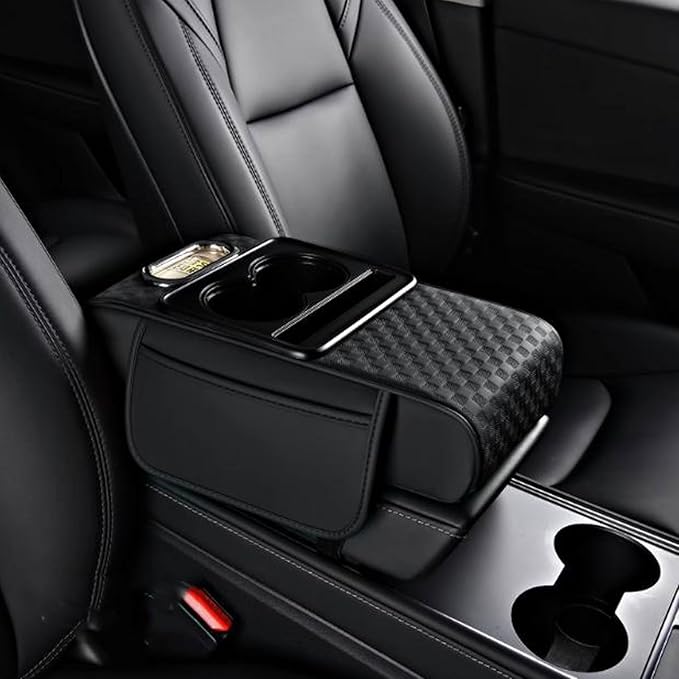 Car Center Console Cushion Pad for Nissan Murano II (Z51) 2008 2009 2010 2011 2012 2013 2014, Anti-Scratch Armrest Middle Console Cover with Cup Holde 2 Storage Bags Accessories,A