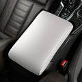 Car Center Console Cover Nappa Leather Memory Foam Armrest Box Seat Box Cushion Protector Pad Comfortable Height Increase Universal for Car Truck SUV (Glossy,White)