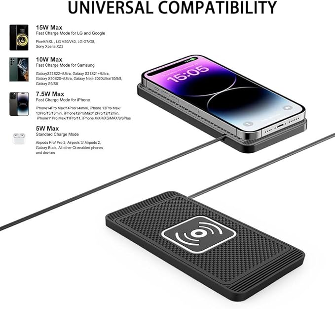 Wireless Car Charger Pad for Kia Sportage 2000-2002 2005-2026, Type-C/USB 15W Car Wireless Charger Non-Slip Cordless Charging Mat Car Accessories,A-30cm USB Interface