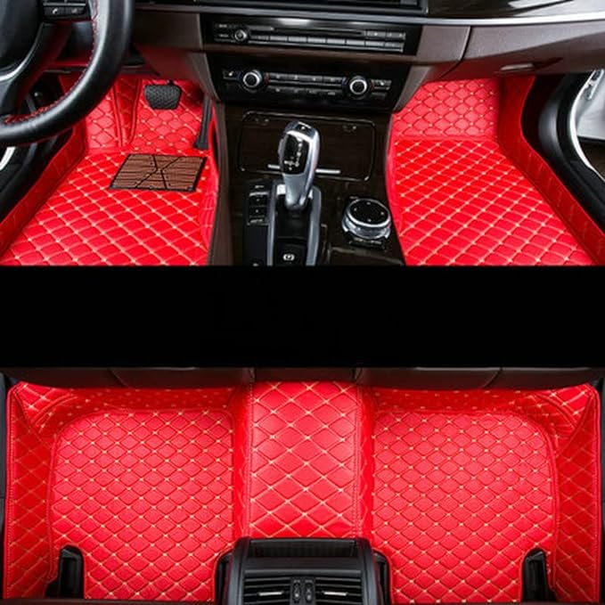 Custom Waterproof Leather Car Floor Mats Fit for Most Car SUV Truck & Sportscar All Weather Protection Vehicles (Red Beige)