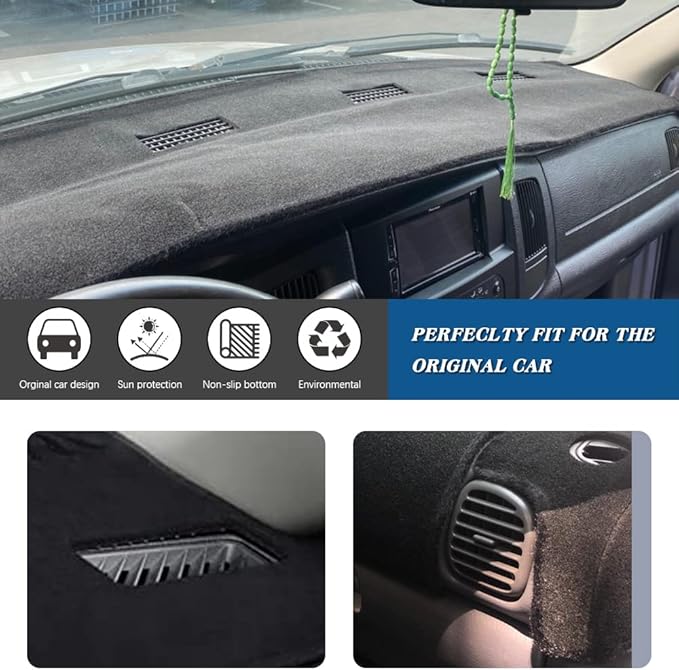 KEDAKEJI Dash Cover Dashboard Mat Carpet Compatible with 1998 1999 2000 2001 Dodge Ram 1500 2500 3500(Black)