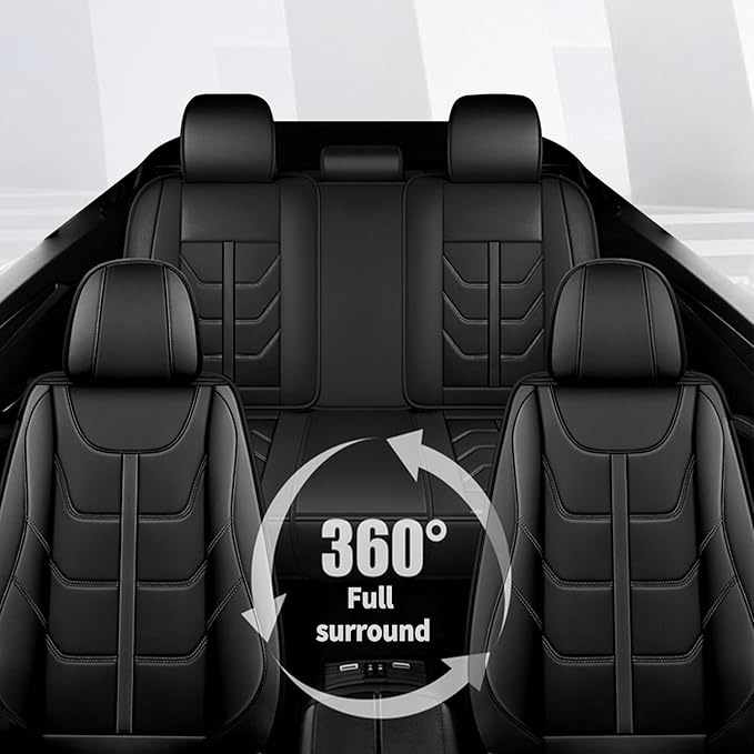 TTX LIGHTING Car Seat Covers fit for Volvo XC90 2003-2014 - Waterproof Leather Automotive Seat Protectors Full Set (5 Seats, Black)