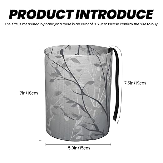 Car Trash Can Hanging, White Silhouette Branch Grey Gradient Several Waterproof Auto Garbage Bin Universal Vehicle Waste Container, 3.5L Capacity