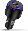 USB C Car Charger, 3-Port Super Fast Charging Cigarette Lighter Adapter for iPhone 17 Pro/Air/16/15/14/13/iPad, USBA & USBC Multiport Car Phone Charger Accessories for Samsung S25/S24 FE/S23/S22/A17