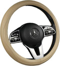 Cowhide Steering Wheel Cover Heat Resistant Anti-Slip Car Wheel Wrap Compatible with Most Makes and Models of Cars and Trucks with 14.5 to 15 Inch Steering Wheel
