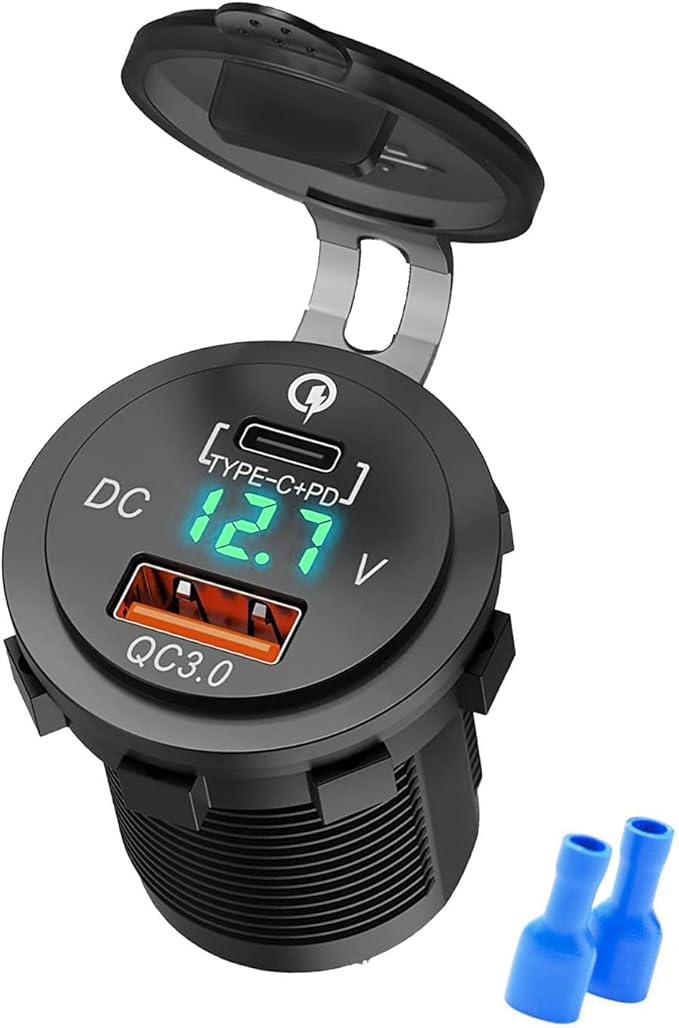 Smart LED Screen Auto with Real-Time Port Flame Retardant Design Intelligent Screen Voltages Monitors Car Charging Rapid USB
