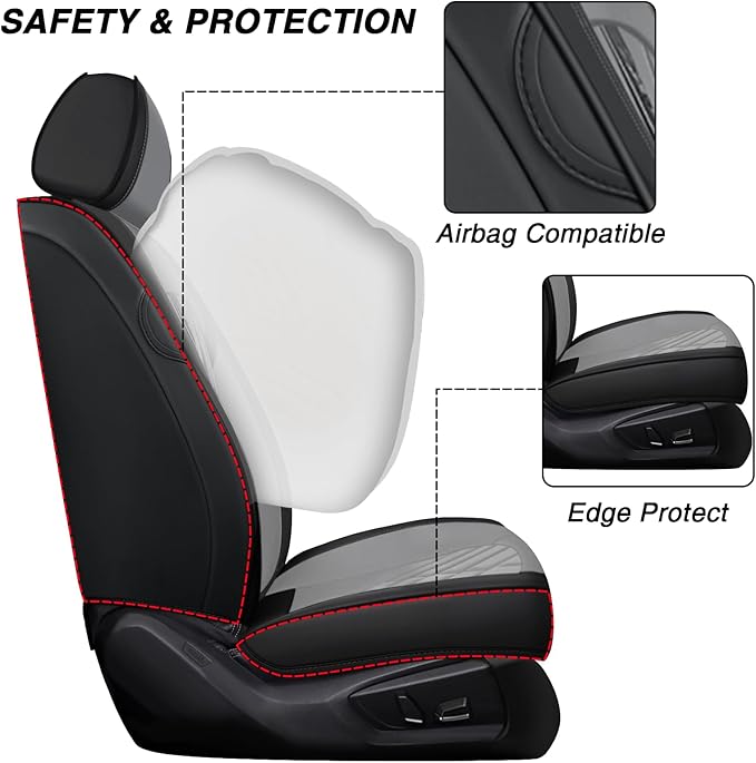 BYXN Car Seat Covers for Jeep Wrangler 2000-2026,Breathable Nappa Leather Car Seat Protector,Full Seat Cover with Pillow Automotive Seat Cushion with Airbag Compatible(5 Seats,Black-Gray)