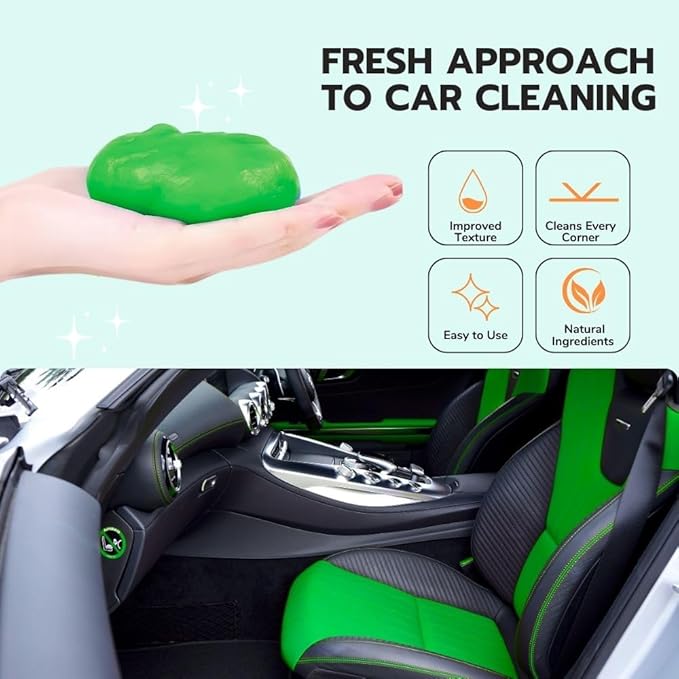 Ultimate Green Car Cleaning Gel: Automotive Detailing Putty for Interior Care, Vent Cleaning, and Dust Removal Reusable Cleaning Slime for Car, Keyboard, and Camera, Car Travel Essentials