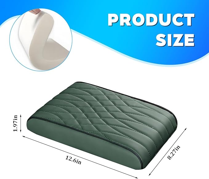 BESULEN Car Center Console Cover, Memory Foam Scratch & Wear Resistant Vehicle Armrest Storage Box Cushion Pad, Auto Interior Middle Console Protector, Universal for Sedan RV Pickup (Green)